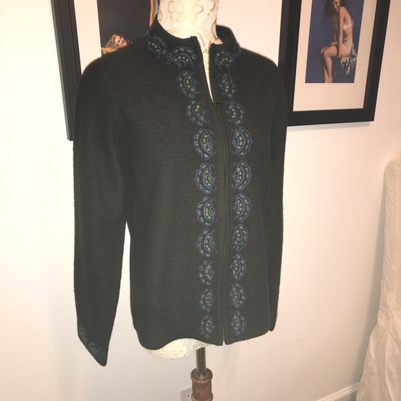 Deep Green Pendleton Wool Zip Cardigan Size small - Picture 3 of 5